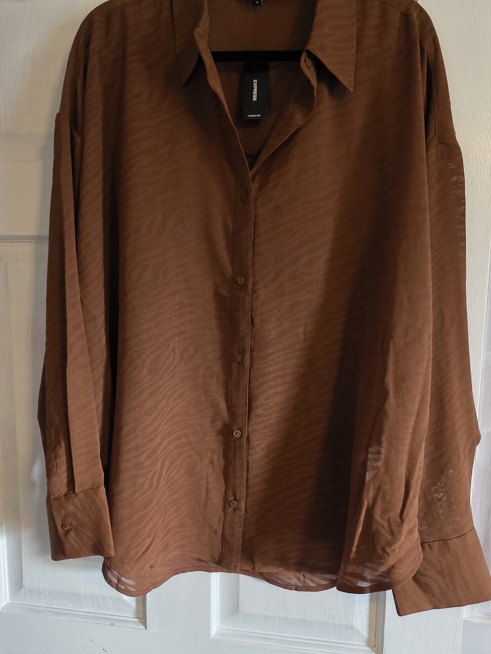 NWT Express Women's Brown Zebra Button-Down Shirt